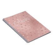 Roos Gold Polka Dot Hearts Metallic Pink Notitieboek (Rechterzijde)