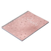 Roos Gold Polka Dot Hearts Metallic Pink Notitieboek (Linkerzijde)