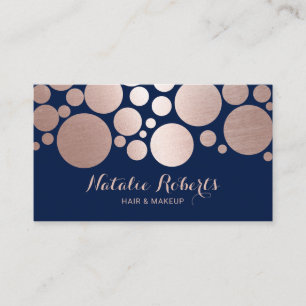 Roos Gold Polka Dot Makeup Artist Hair Salon Navy Visitekaartje