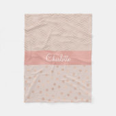 Roos Gold Polka Dot Pattern | Chevron Monogram Fleece Deken (Voorkant)