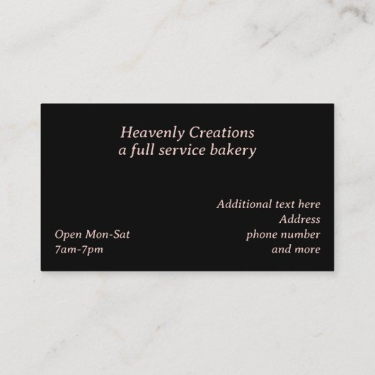 Roos Gold Polka Dots en cupcake Bakery Visitekaartje (Achterkant)