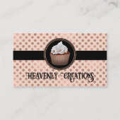 Roos Gold Polka Dots en cupcake Bakery Visitekaartje (Voorkant)