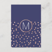 Roos Gold Polka Dots Light Navy Blue Wedding Informatiekaartje (Achterkant)