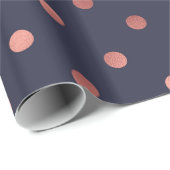 Roos Gold Polka Dots op marineachtergrond Cadeaupapier (Rol Hoek)