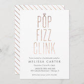 Roos Gold Pop Fizz Clink Bachelorette Faux Folie Kaart (Voorkant / Achterkant)
