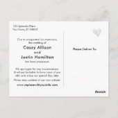 Roos Gold Postponed Wedding Update Aankondiging Briefkaart (Achterkant)