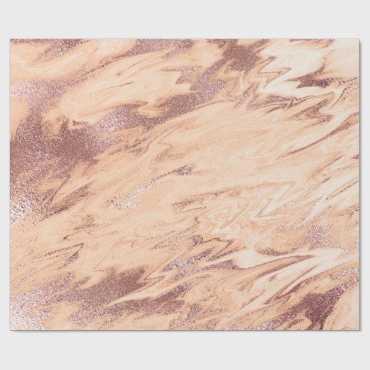 Roos Gold Powder Coral Copper Blush Marble Stone Cadeaupapier (Vlak)
