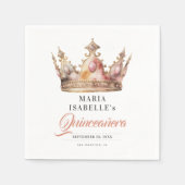 Roos Gold Princess Crown Quinceañera Party Servet (Voorkant)