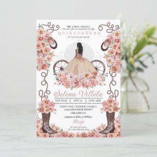 Roos Gold Princess Dress & Boots Quinceañera Kaart