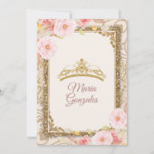 Roos Gold Princess Quinceanera Kaart (Achterkant)