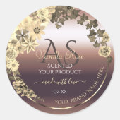 Roos Gold Product Label Cream Flowers en Monogram (Voorkant)