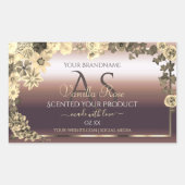 Roos Gold Product Label Cream Flowers en Monogram (Voorkant)