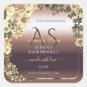 Roos Gold Product Label Cream Flowers en Monogram (Voorkant)