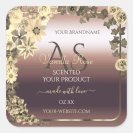 Roos Gold Product Label Cream Flowers en Monogram