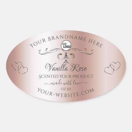 Roos Gold Product Labels Silver  Hearts Logo (Voorkant)