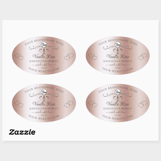 Roos Gold Product Labels Silver  Hearts Logo (Vel)