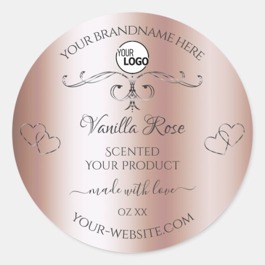 Roos Gold Product Labels Silver  Hearts Logo (Voorkant)