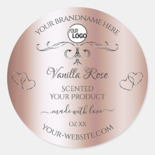 Roos Gold Product Labels Silver  Hearts Logo