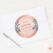 Roos Gold Product Verpakkingsetiketten Grey Flower Ronde Sticker (Envelop)