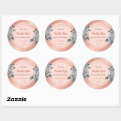 Roos Gold Product Verpakkingsetiketten Grey Flower Ronde Sticker (Vel)