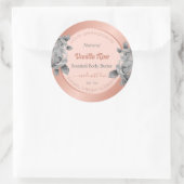 Roos Gold Product Verpakkingsetiketten Grey Flower Ronde Sticker (Tas)