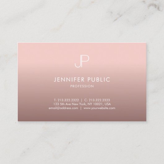 Roos Gold Professional modern monogram legant Visitekaartje (Achterkant)