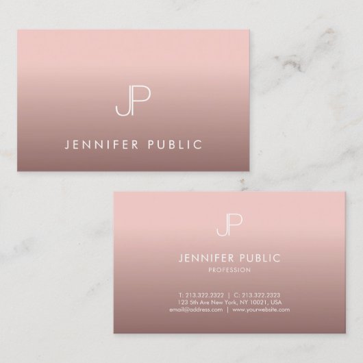 Roos Gold Professional modern monogram legant Visitekaartje (Voorkant / Achterkant)