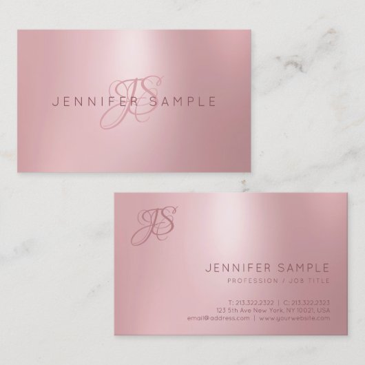 Roos Gold Professional-monogram - eenvoudig Visitekaartje (Voorkant / Achterkant)