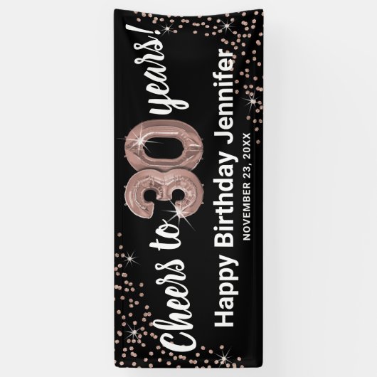 Roos Gold Proost op 30 Jaar Verjaardag Spandoek (Verticaal)