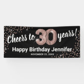 Roos Gold Proost op 30 Jaar Verjaardag Spandoek (Horizontaal)