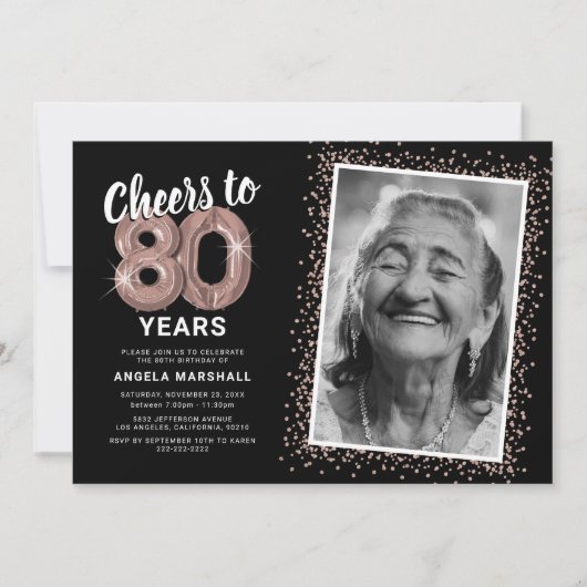 Roos Gold Proost op 80ste verjaardag Foto Kaart (Voorkant)