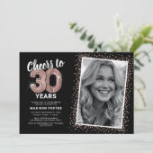 Roos Gold Proost op de 30ste verjaardag Foto Kaart (Staand voorkant)