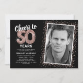 Roos Gold Proost op de 50ste verjaardag Foto Kaart (Voorkant)