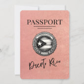 Roos Gold Puerto Rico Passport Wedding Kaart (Achterkant)