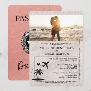 Roos Gold Puerto Rico Passport Wedding Kaart