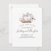 Roos Gold Pumpkins Herfst Save the Date Aankondigingskaart (Voorkant / Achterkant)