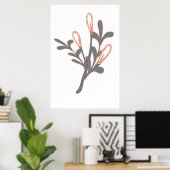 Roos Gold Pussy Willow Branch Wall Print (Thuiskantoor)
