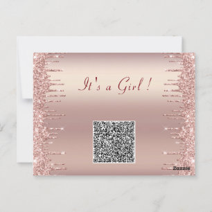 Roos Gold QR Code Baby Meisje Douche Uitnodiging