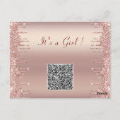 Roos Gold QR Code Baby Meisje Douche Uitnodiging (Achterkant)