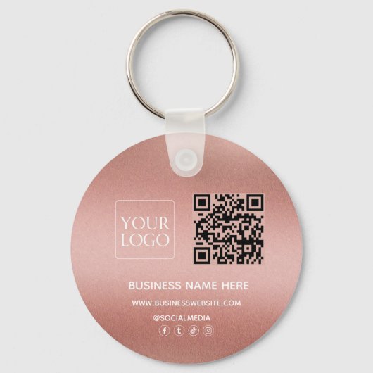 Roos Gold QR Code Logo Website Social Media Sleutelhanger (Achterkant)
