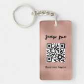 Roos Gold QR-code Visitekaartje Uw Logo op maat Sleutelhanger (Voorkant)