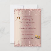 Roos Gold QR Code Wedding Invitation Sjabloon (Voorkant)