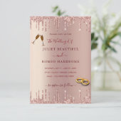 Roos Gold QR Code Wedding Invitation Sjabloon (Staand voorkant)