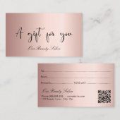 Roos Gold QR Code Zakelijke Cadeaubon Kaart Visitekaartje (Voorkant / Achterkant)