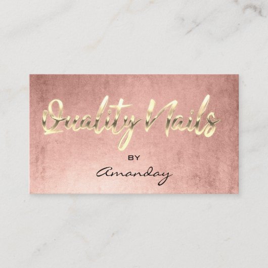 Roos Gold Quality Nail Script QR Code Logo Visitekaartje (Voorkant)