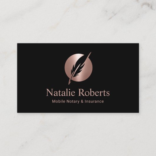 Roos Gold Quill-Logo van de leningtekenaar Visitekaartje (Voorkant)