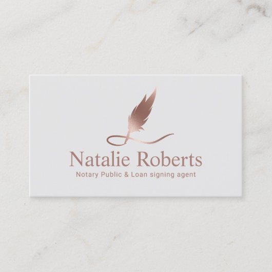 Roos Gold Quill-Logo van de leningtekenaar Visitekaartje (Voorkant)