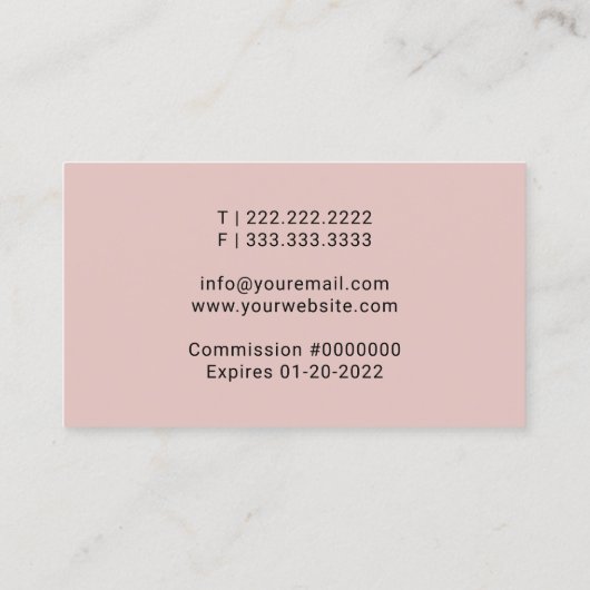 Roos Gold Quill over Mobile Notional Signing Agent Visitekaartje (Achterkant)