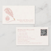 Roos Gold Quill QR-code mobiel Visitekaartje (Voorkant / Achterkant)