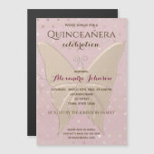 Roos Gold Quinceanera Birthday Magnetische Uitnodiging (Voorkant / Achterkant)